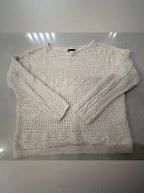 Abercrombie & Fitch Cream Cable-Stitch Crewneck Sweater, L